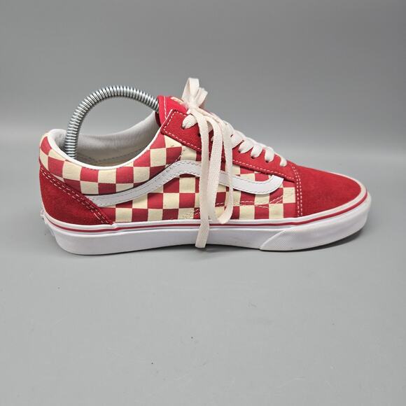 Vans Men's Old Skool Primary Skate Checkerboard Racing Red White Shoes M 7.5/ W9 - Picture 7 of 11
